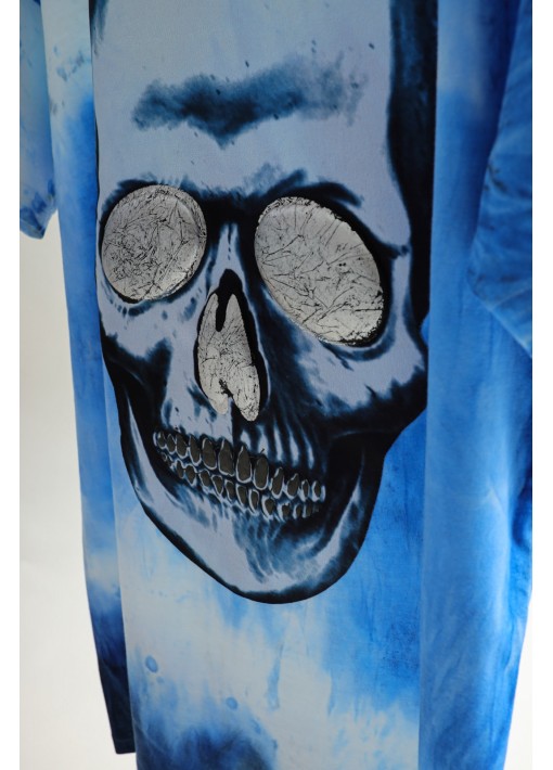 Oversize Erkek Tişört 03 Blue Skull
